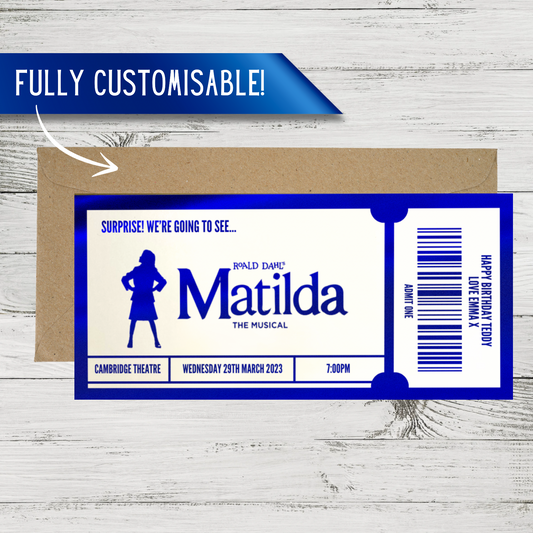 Matilda | Foil Ticket Souvenir | ANY Show | Theatre Trip Reveal | Fake Voucher