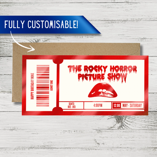 Rocky Horror | ANY Show Ticket | Fake Souvenir Ticket | Surprise Gift Experience | Reveal Voucher